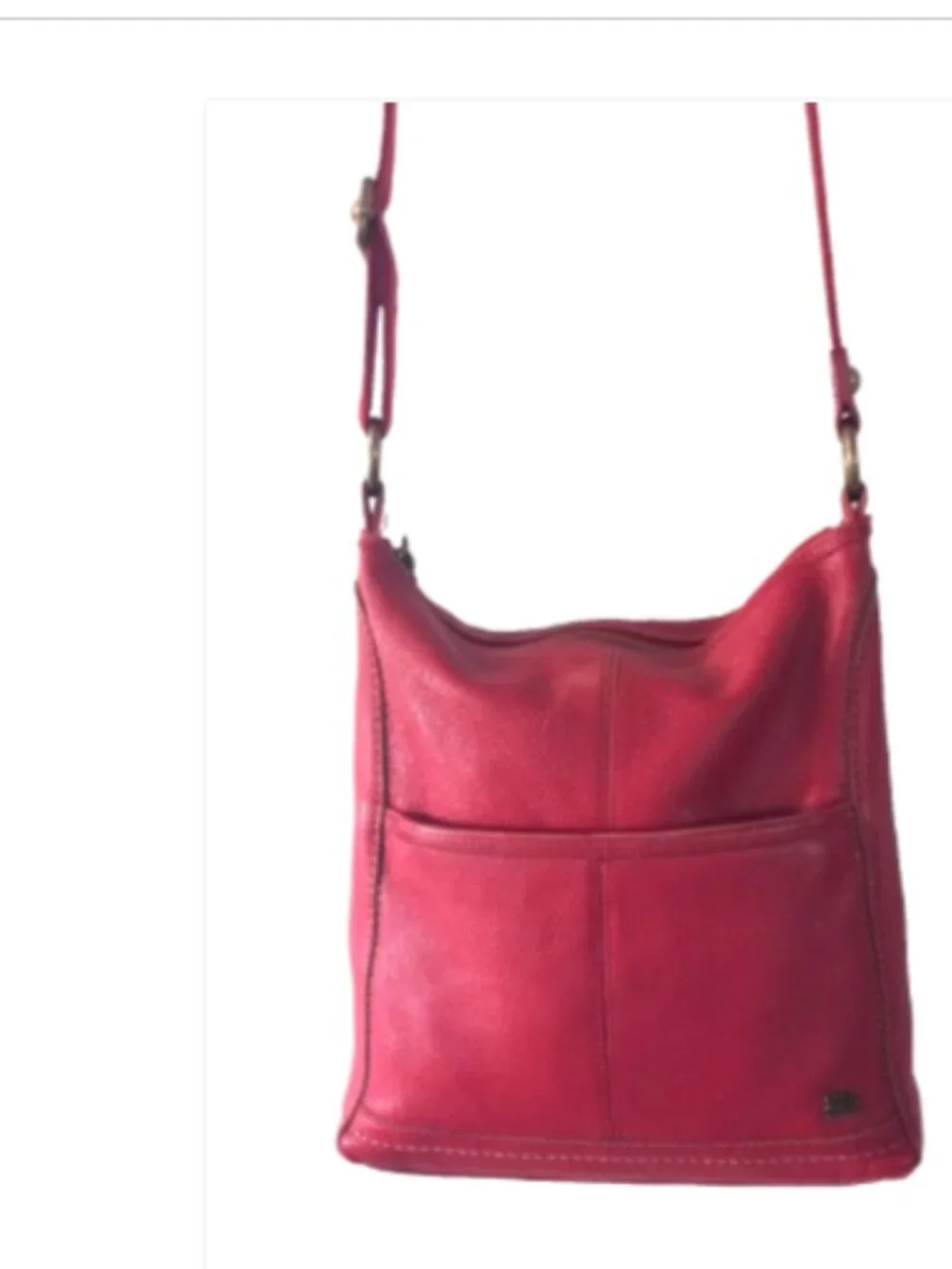 The Sak Iris Red Pebbled Leather Crossbody Bag Messenger Zip Pockets EUC